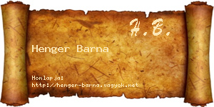 Henger Barna névjegykártya
